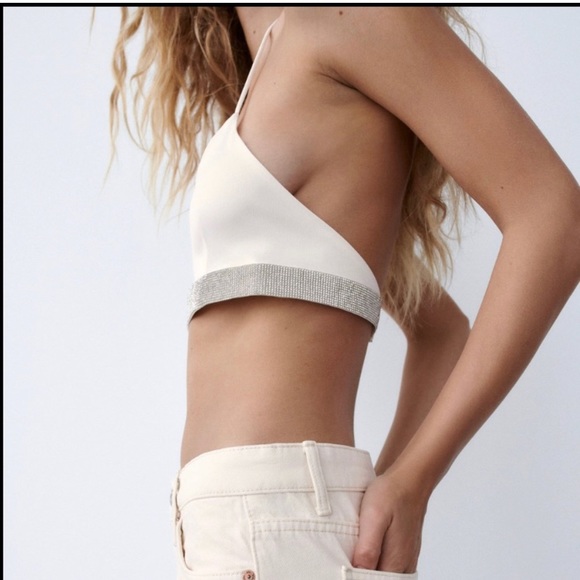 ZARA Shimmery rhinestones crop top - Picture 5 of 9